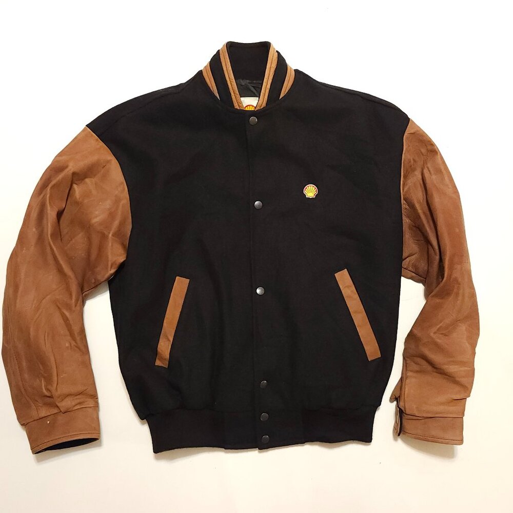 VINTAGE Shell Gasoline Bomber Jacket Men's Medium Leather